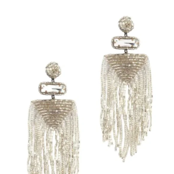 Stunning Silver Beaded Tassel Earrings. If you like Glam, you will LOVE - Picture 5 of 9